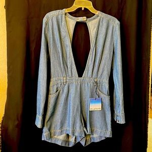 Denim romper, size large, never worn